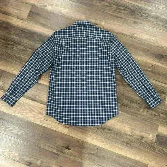 Joseph A. Banks Men’s Plaid Slim Fit Button Up Long Sleeve Shirt Navy Sz Medium - Picture 6 of 11